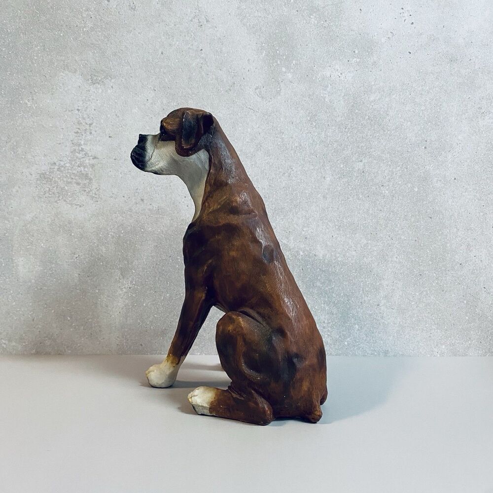 Vintage Resin Boxer Puppy Dog Figure Figurine Statue - Picture 3 of 7